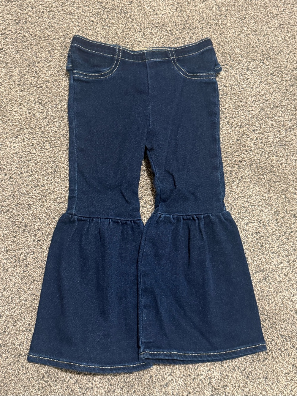 Wrangler Dark Blue Ruffle Hem Denim-Look Bell Bottoms 3T